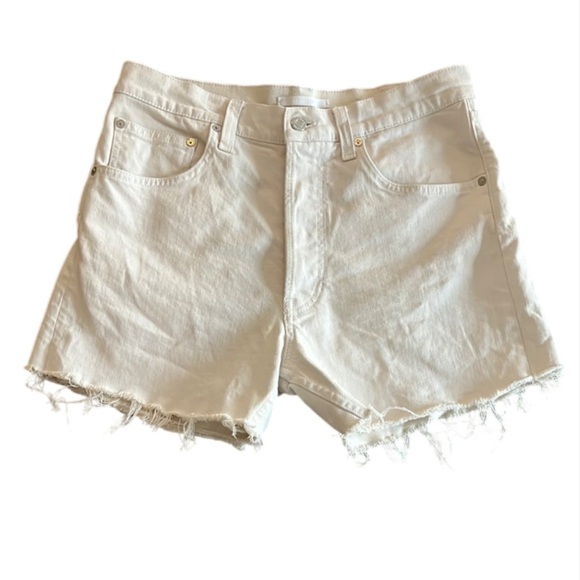 HELMUT LANG Off White Frayed Denim Shorts- 29 Women / 32 Men - Picture 1 of 8